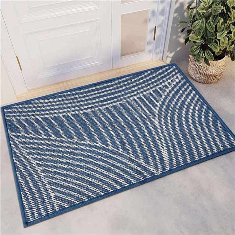 Indoor Door Mat, Non-Slip Absorbent Entryway Rug Resist Floor Mats f(Blue)